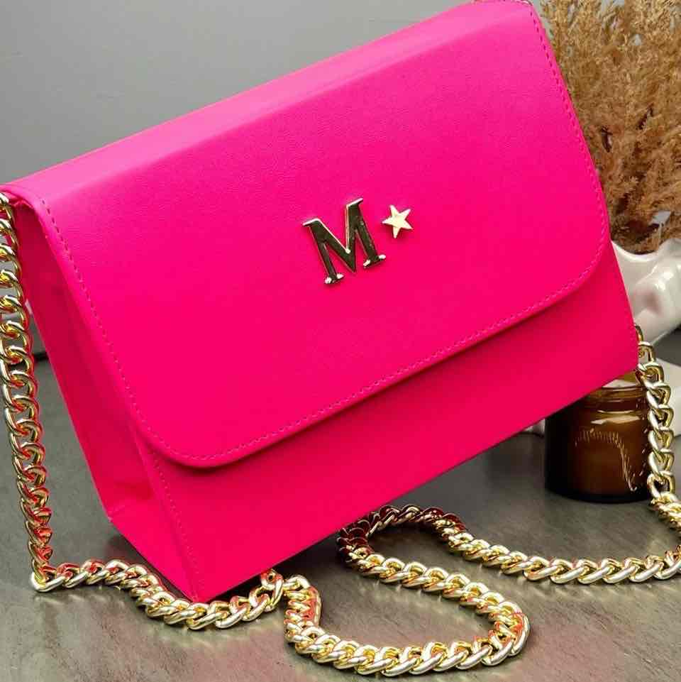 CADENA FINA ROSA NEON H/DORADA