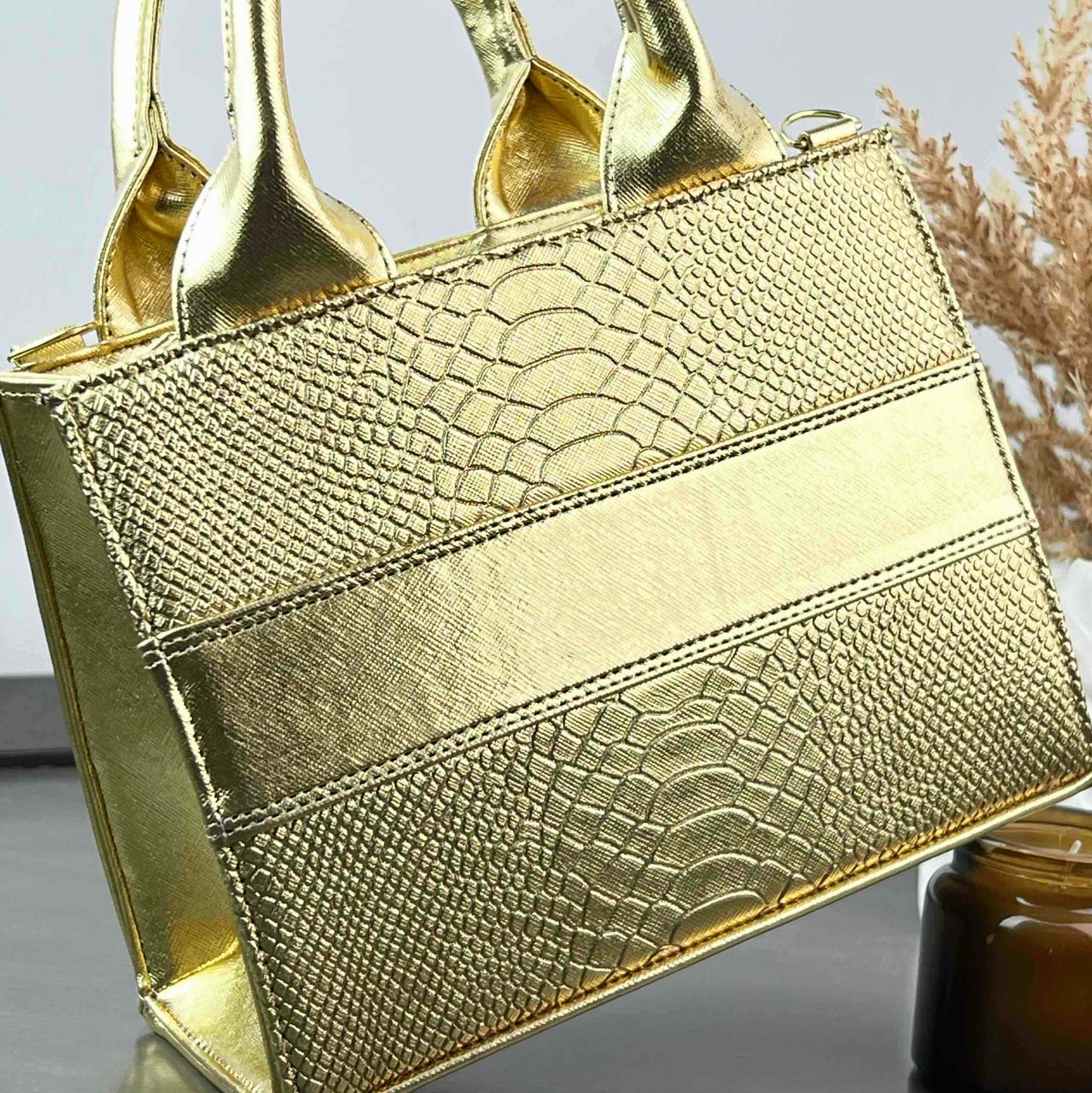 TOTE CLASICA MINI DORADO METÁLICO