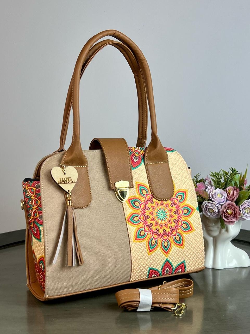YUTE MODELO BROCHE ARENA/BEIGE FLORES