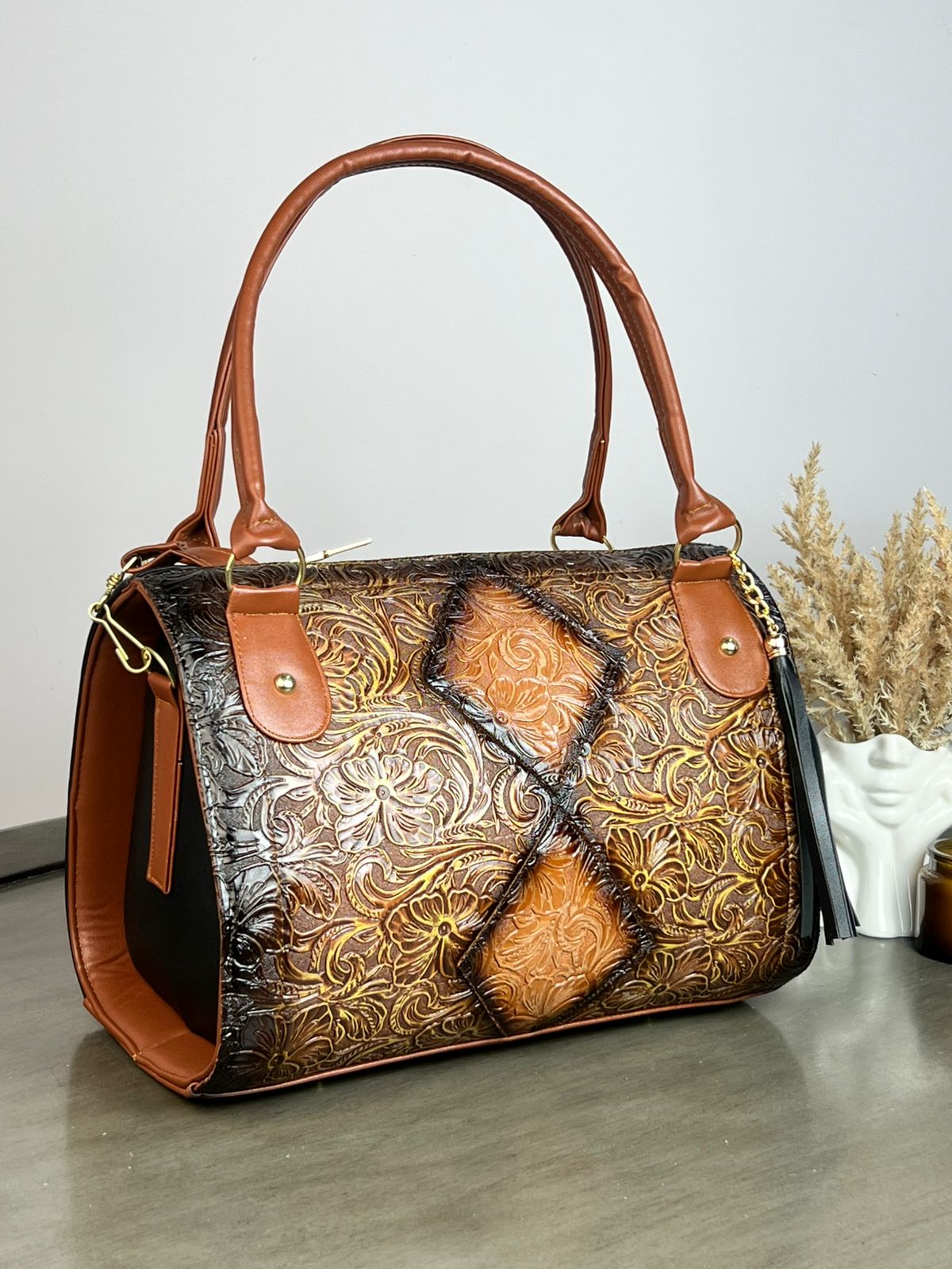 MOD CRIS CILINDRO ROMBOS CAMEL/NEGRO