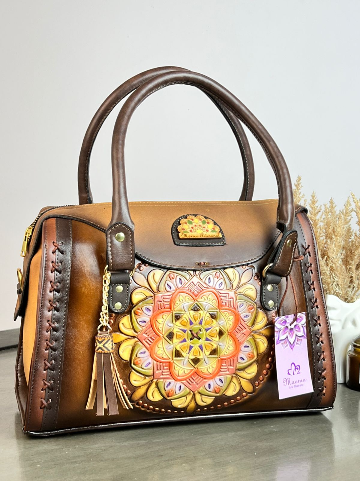 MAOMA GDE VICTORIA MANDALA MARRÓN/TONOS AMARILLO