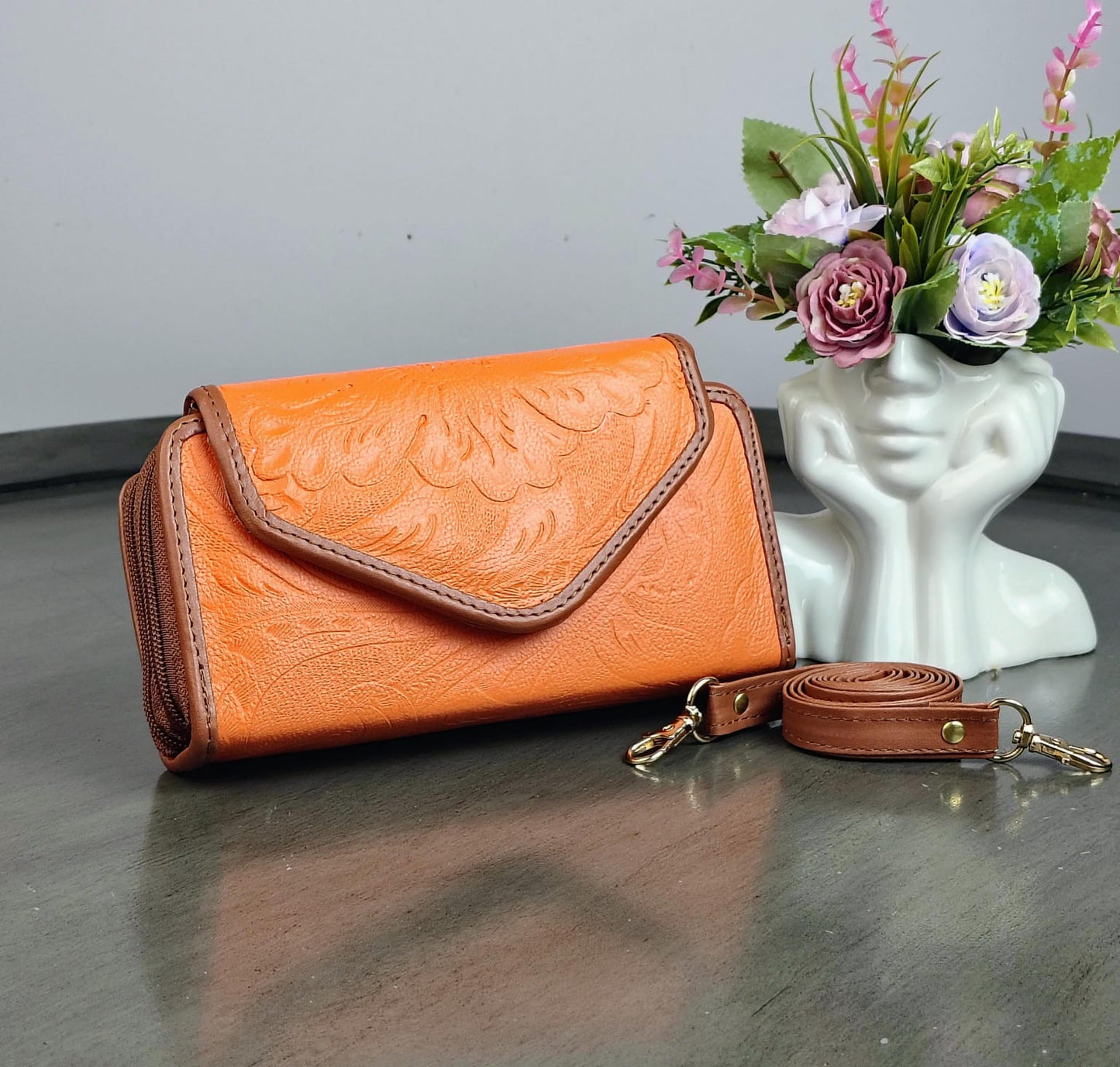 CARTERA PIEL TAPA CHABACANO