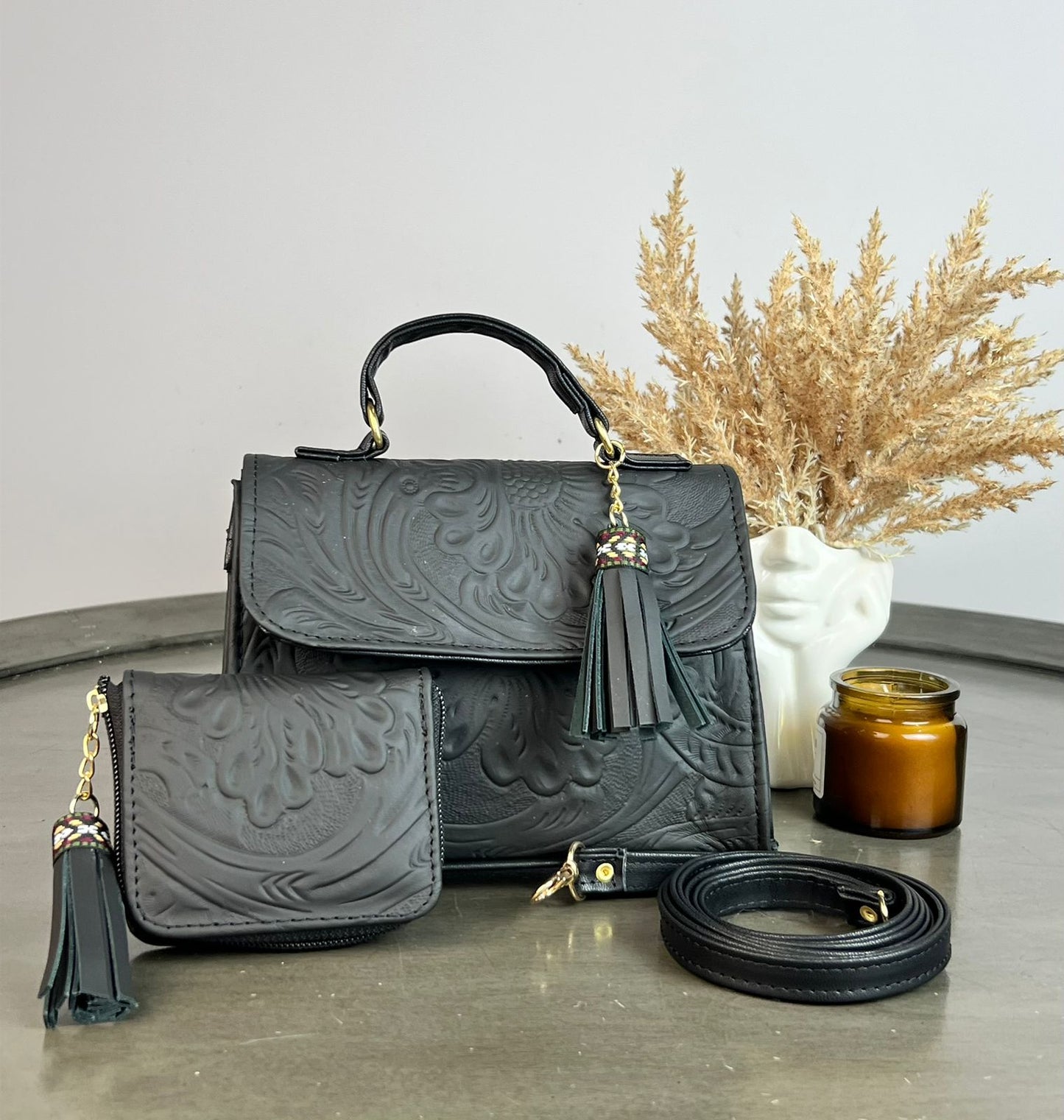 DUO DELIA PIEL NEGRO MATE