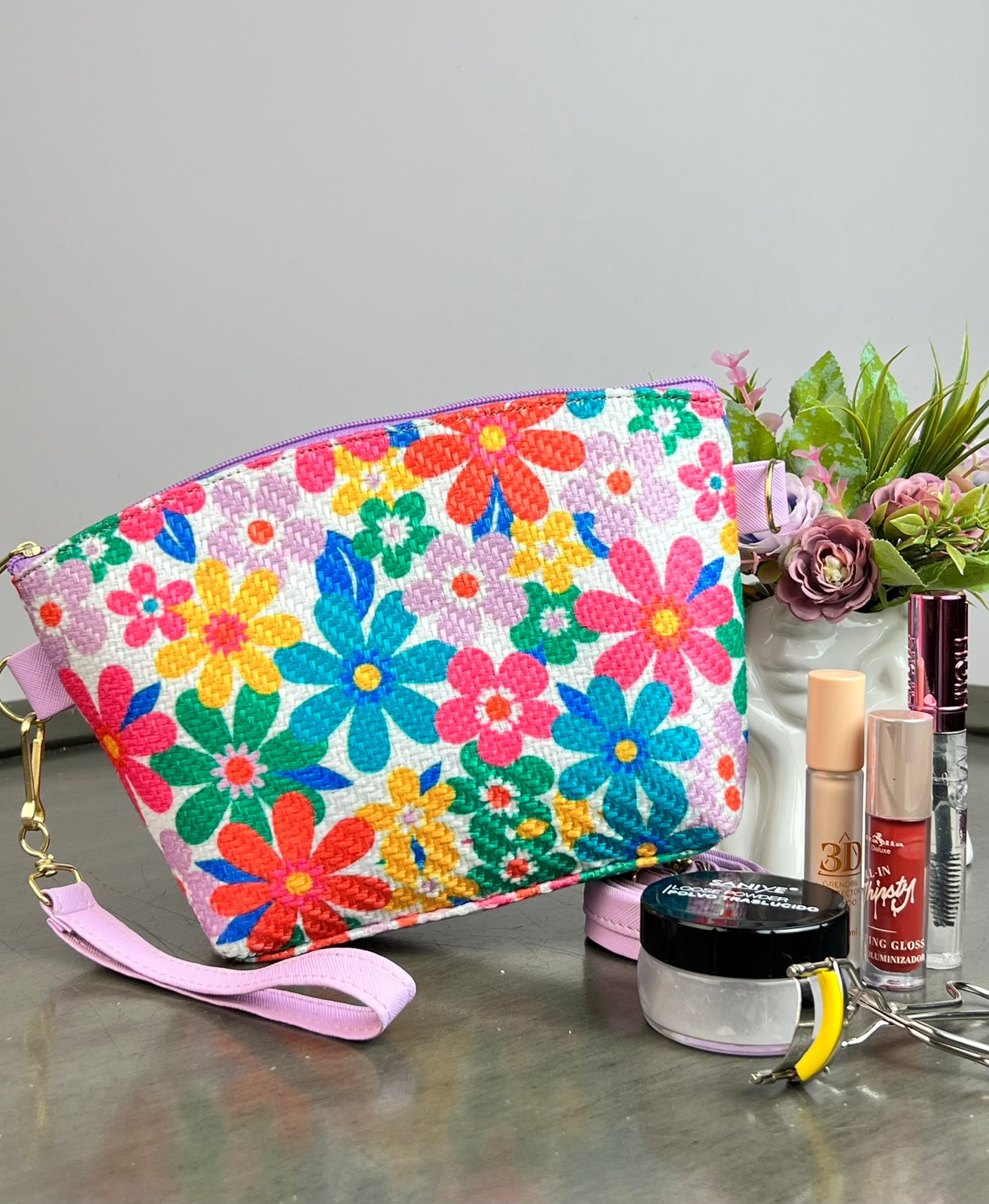 COSMETIQUERA YUTE FLORES COLORES F BLANCO