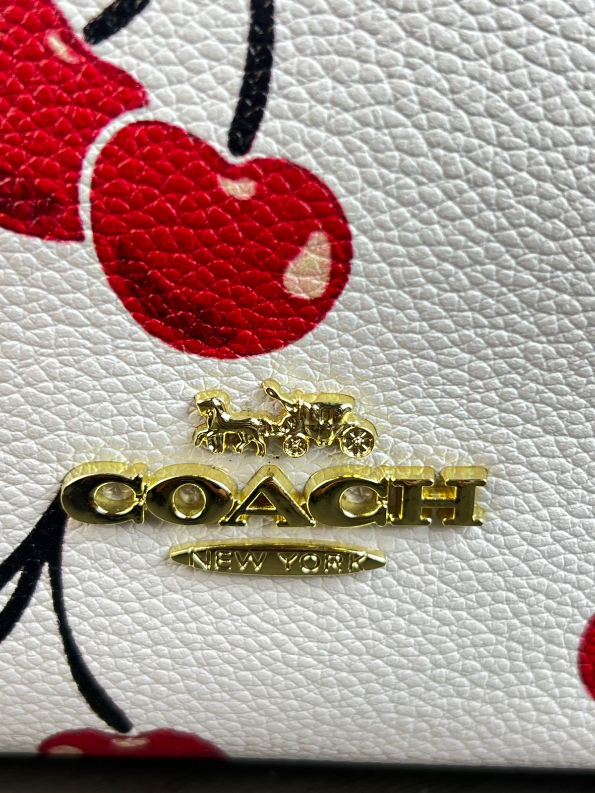COACH CON LLAVERO DE CEREZAS CAFE FUERTE ESTAMPADO