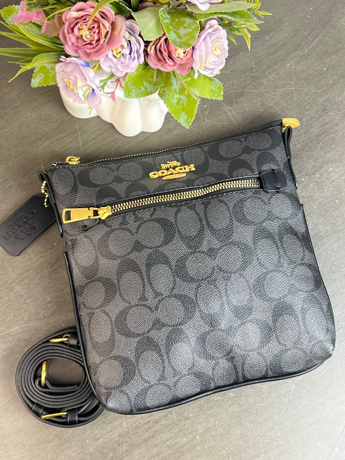 BANDOLERA COACH /NEGRA ESTAMPADO