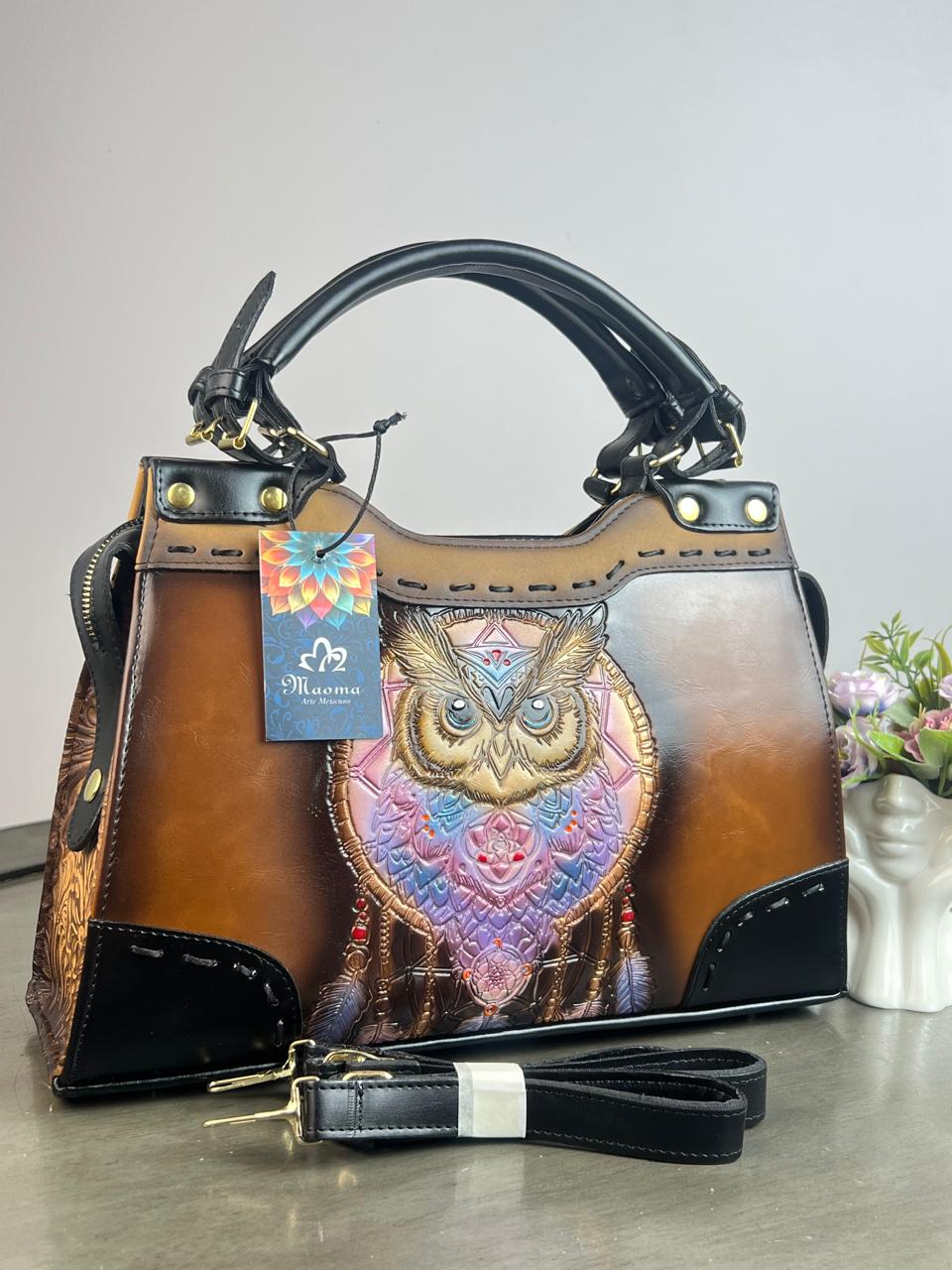 MAOMA GDE SOFI CAMEL BÚHO ROSA/LILA