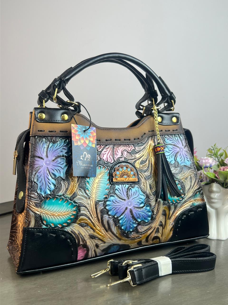 MAOMA GDE SOFI FLORES Y HOJAS TONOS AZUL