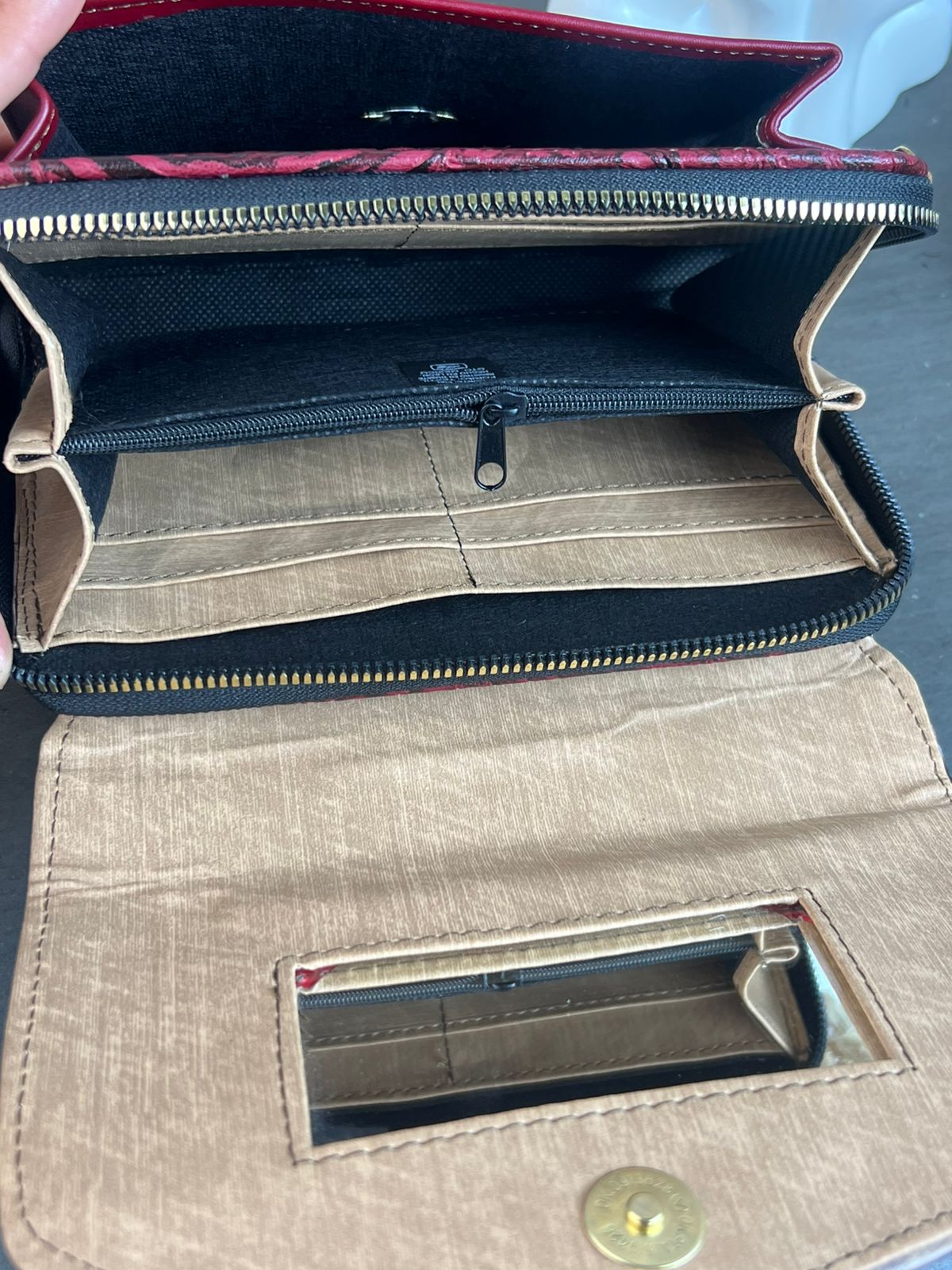 MAOMA DELIA DOBLE BUHO BEIGE TAPA CAFE/TONOS AZUL