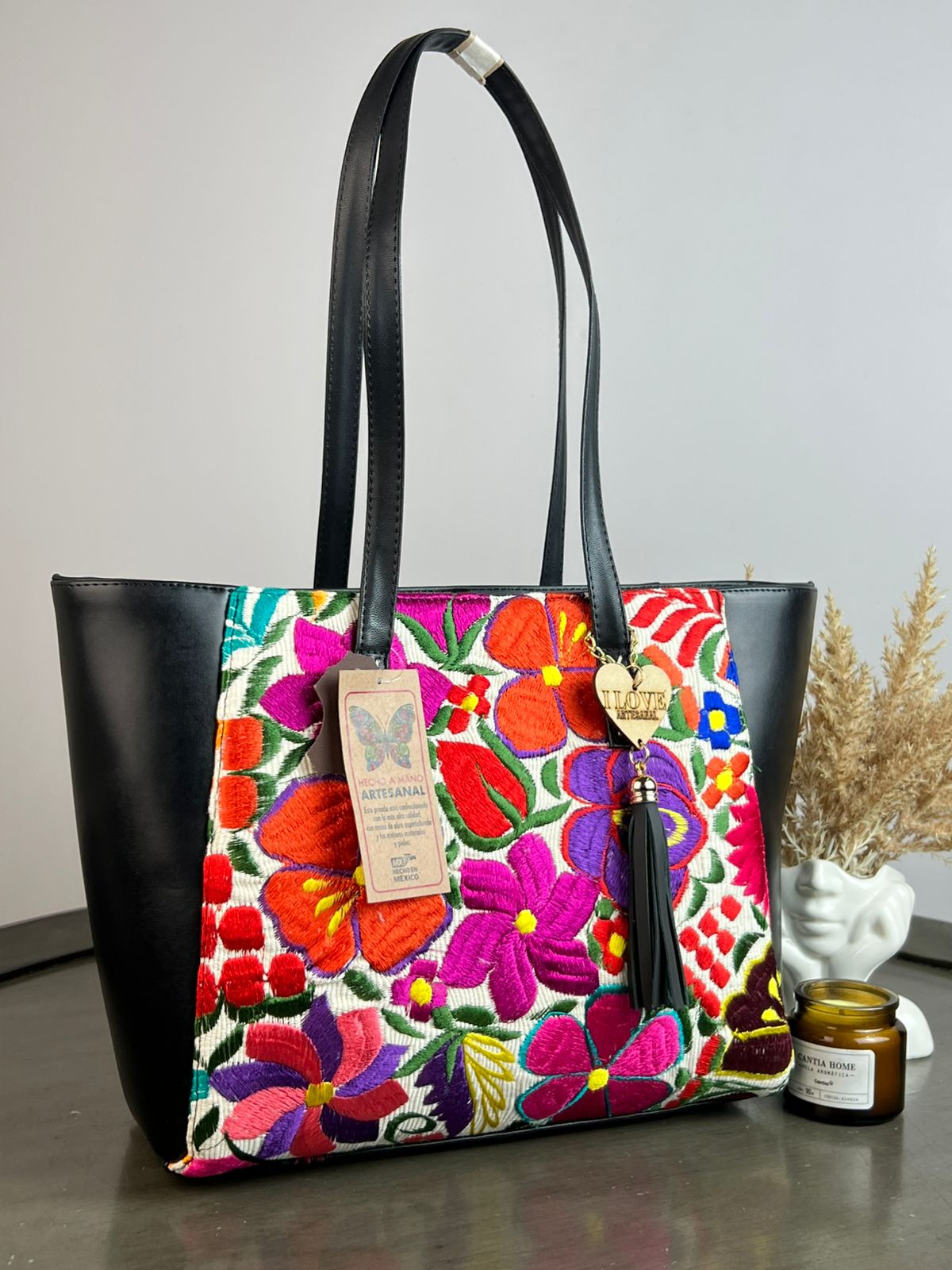 UB MOD ARTESANAL LUCERO NEGRO/BORDADO COLORES F BLANCO