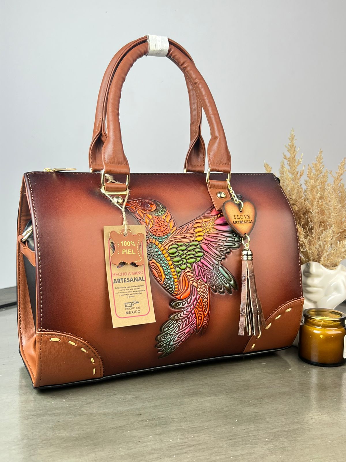 UB MOD ARTESANAL BAÚL COLIBRI MARRON/COLORES