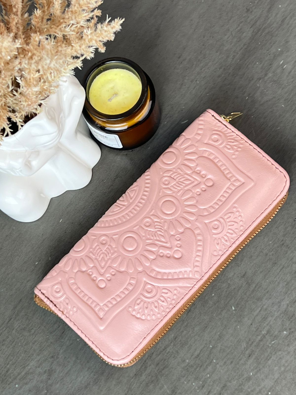 CARTERA 1 CIERRE MANDALA ROSA BRILLOSO