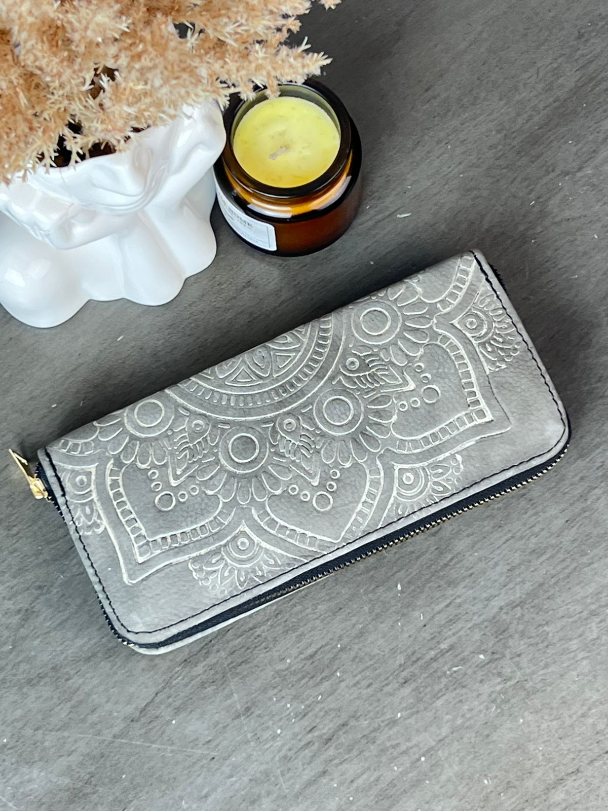 CARTERA 1 CIERRE MANDALA OXFORD MATE/LINEAS DORADO