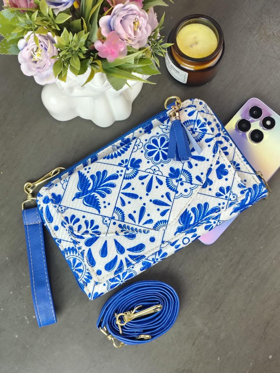 PORTACELULAR/CARTERA YUTE HORIZONTAL TALAVERA AZUL REY F BLANCO