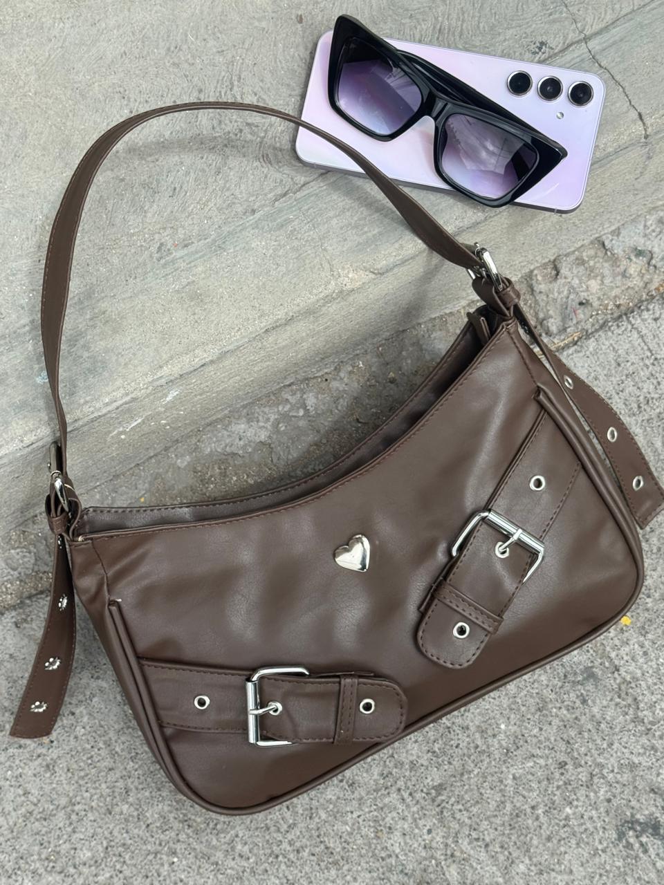 BOLSO FREYA CHOCOLATE H/PLATA