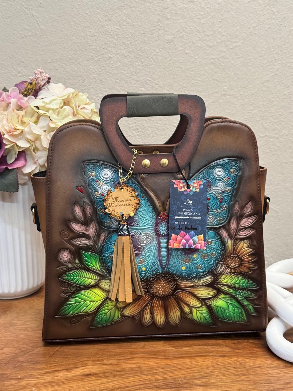 MAOMA GDE MARCELA MARIPOSA MARRON/AZUL