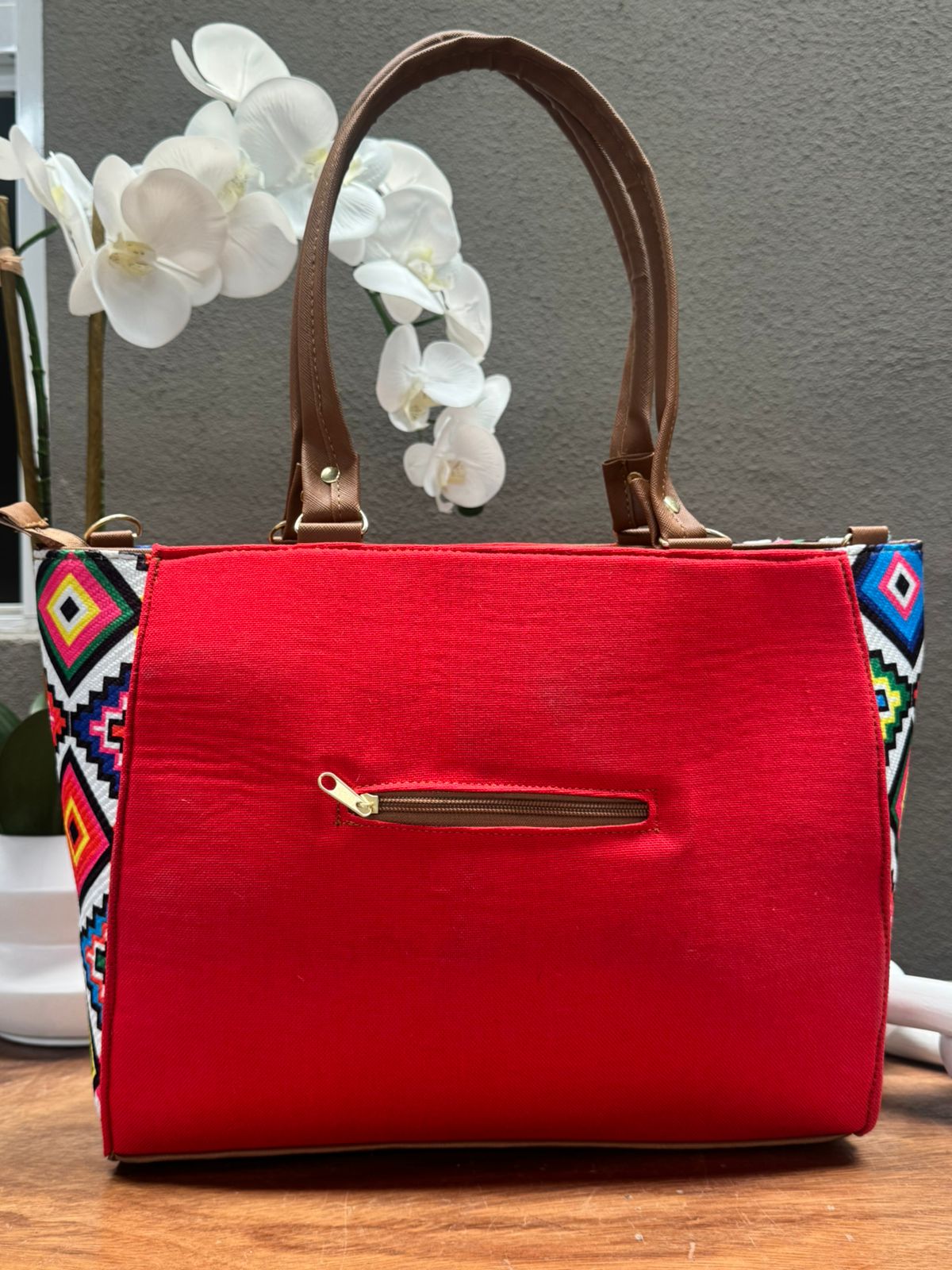 YUTE MODELO DIAGONAL ROJO/FLORES ARENA