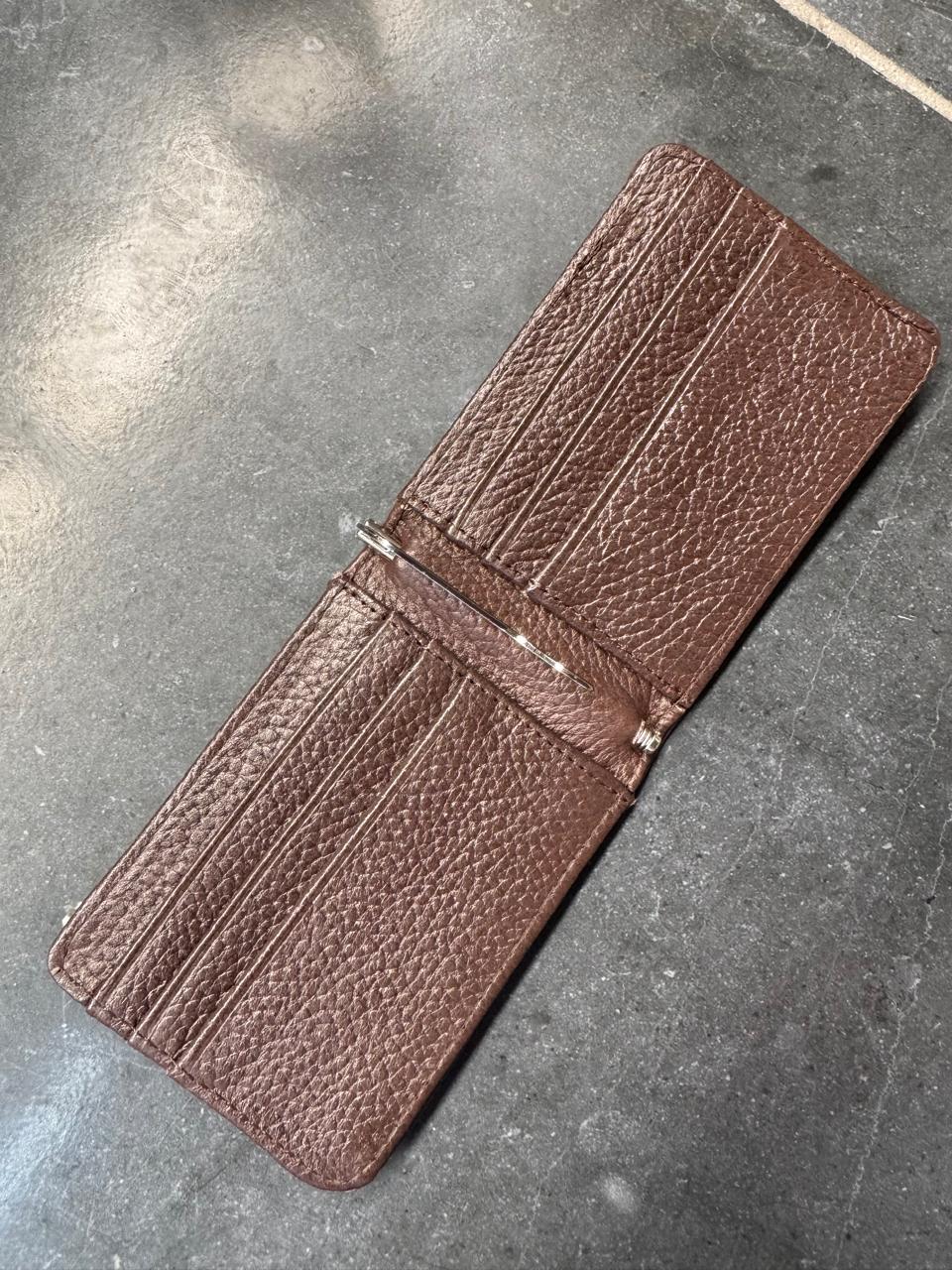 CARTERA CLIP SUIZA 100% PIEL CAFE