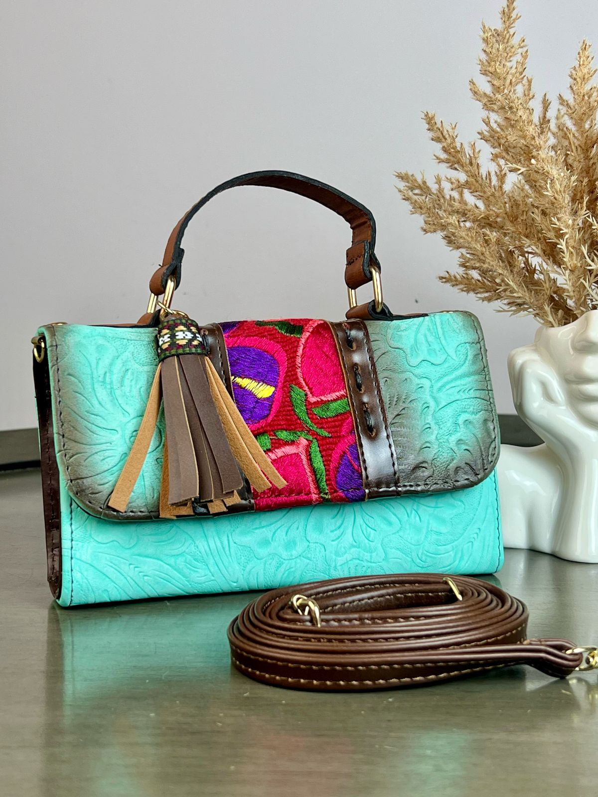 MAOMA DELIA 1.0 FRANJA BORDADO MENTA