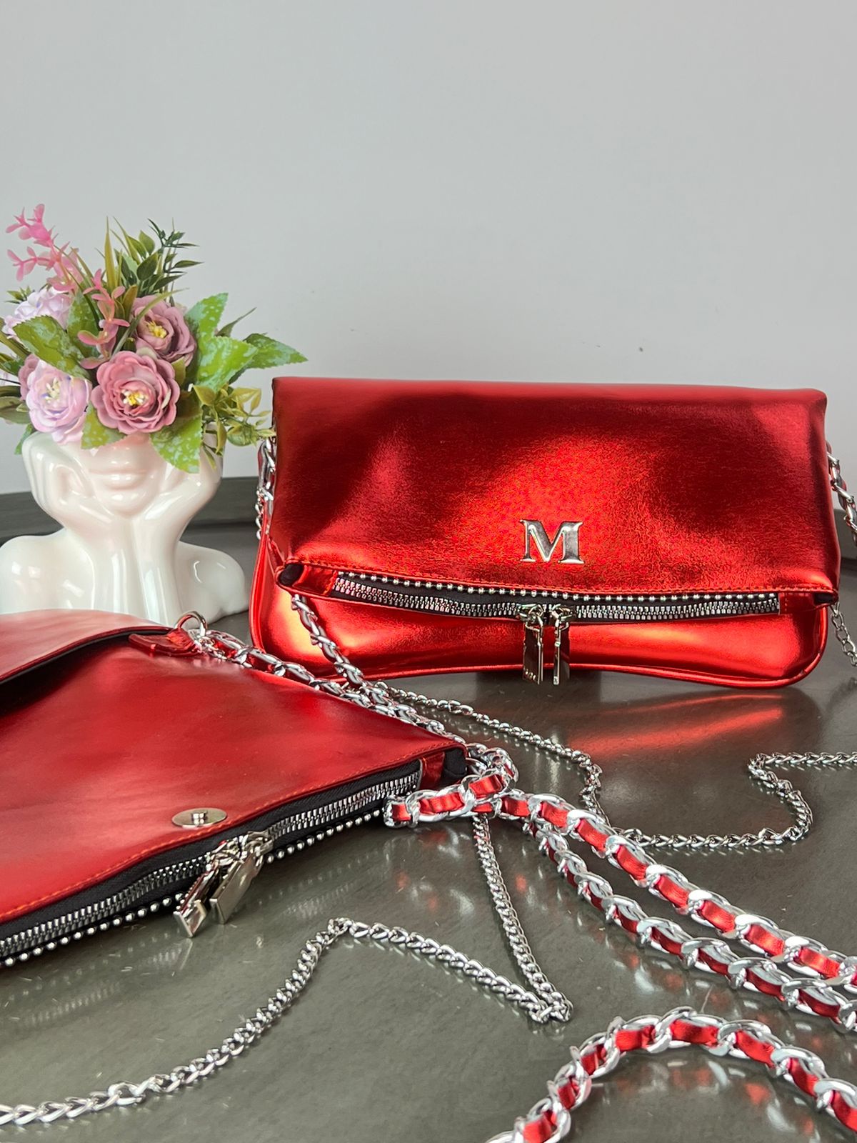 AMONET COLOR ROJO METALICO H/PLATA