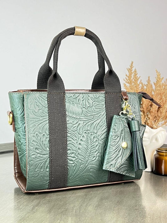 BOLSA ARI FLORES VERDE OPACO