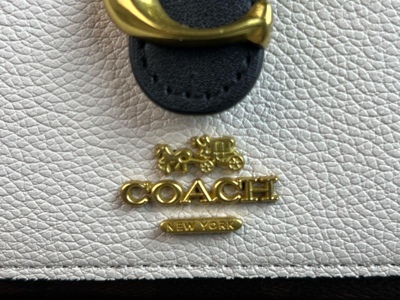 CARTERA COACH BROCHE NEGRO-HUESO LISO