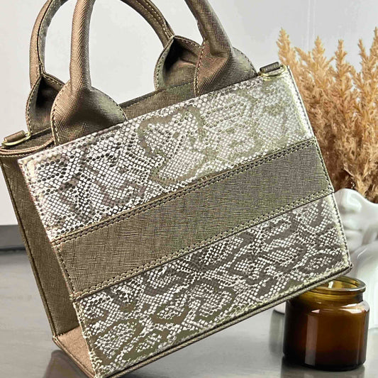 TOTE CLASICA MINI ESPECIAL TITANIUM/CHAMPAGNE