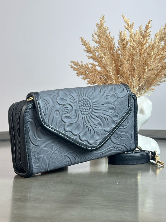 CARTERA PIEL TAPA GRIS OSCURO