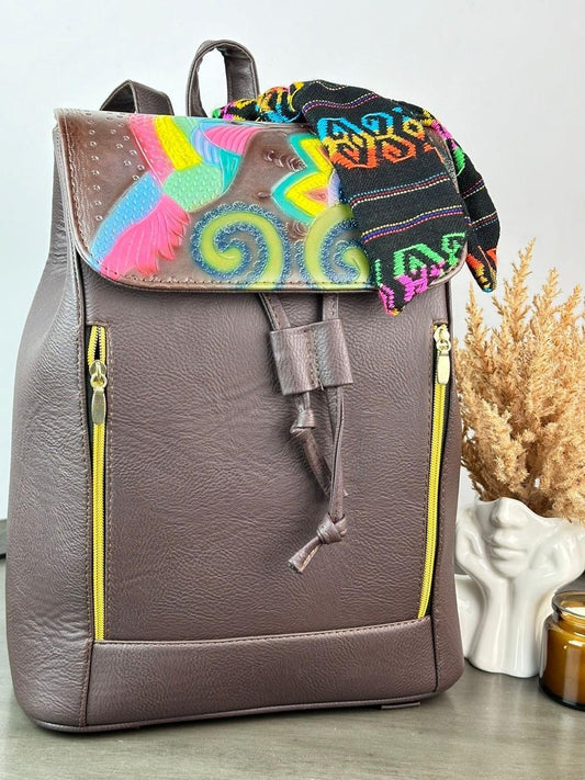 MOCHILA CHOCOLATE COLIBRI