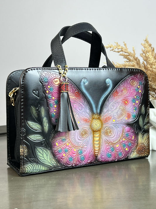MAOMA CROSSBODY NEGRO MARIPOSA ROSA