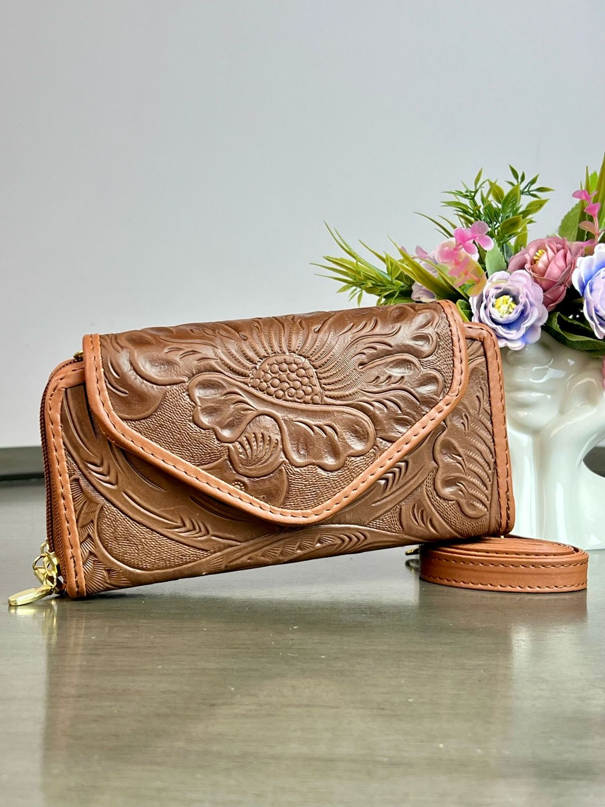 CARTERA PIEL TAPA CAMEL