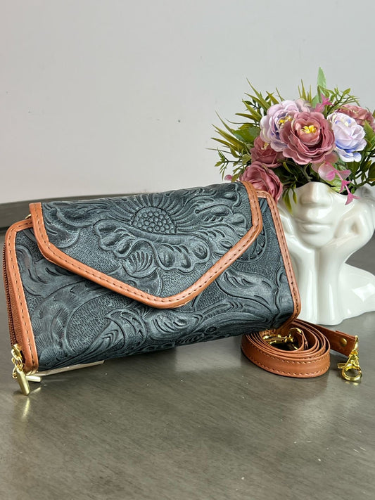 CARTERA PIEL TAPA GRIS VERDOSO