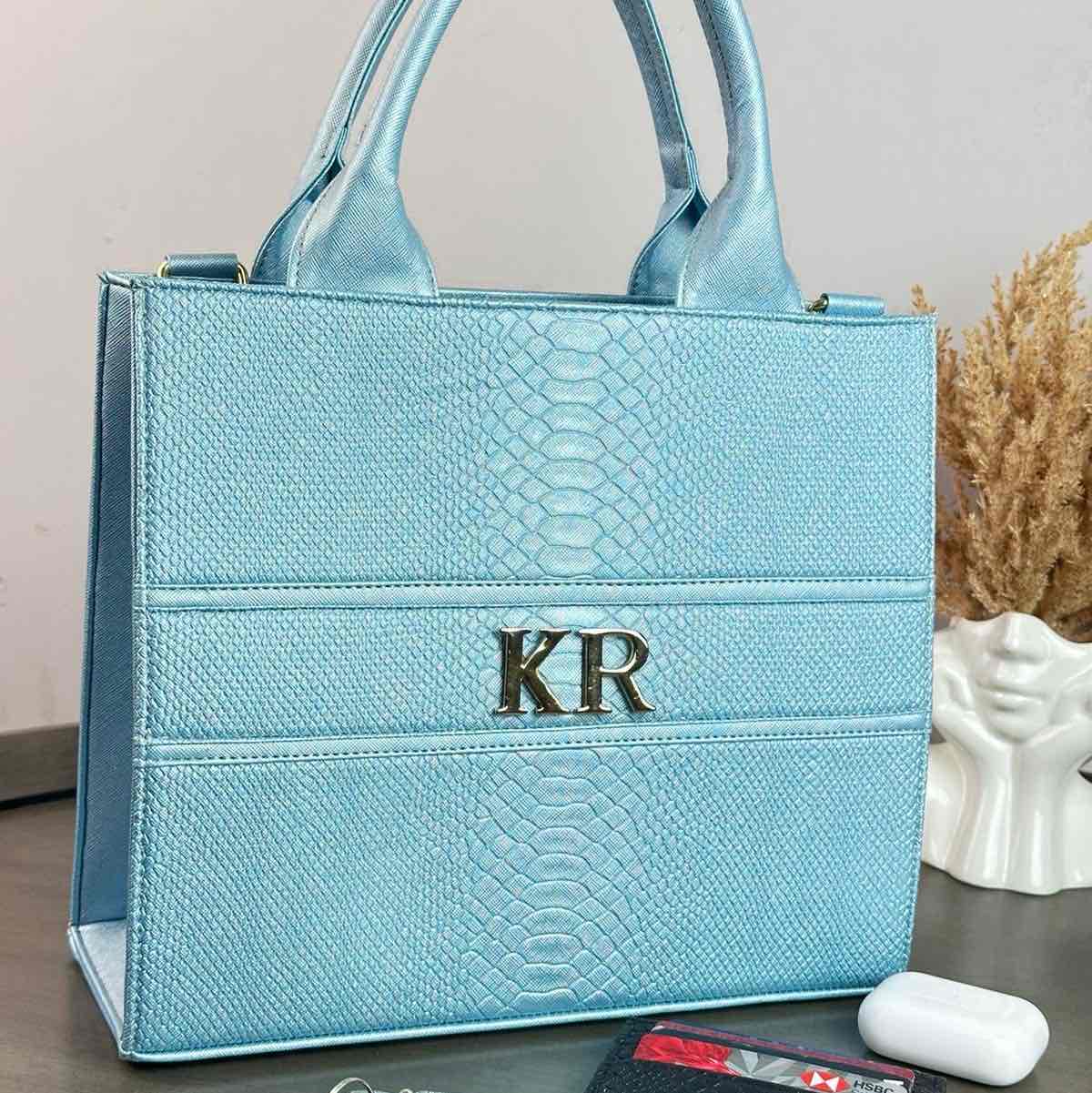 TOTE CLASICA MEDIANA AZUL BRILLOSO