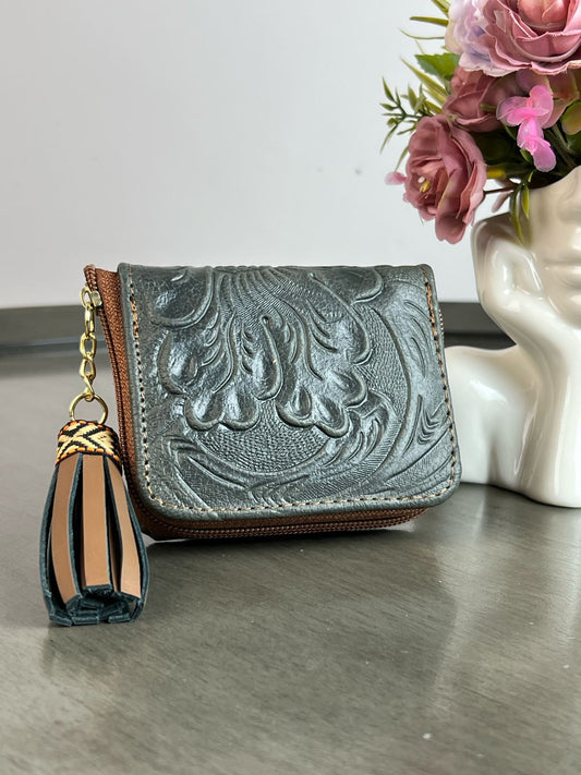 MONEDERO PIEL NEGRO VIEJO/CAMEL