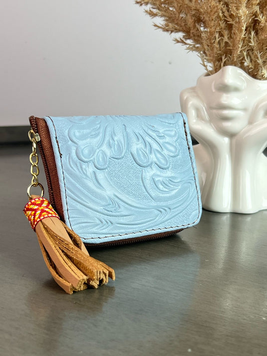 MONEDERO PIEL AZUL CIELO