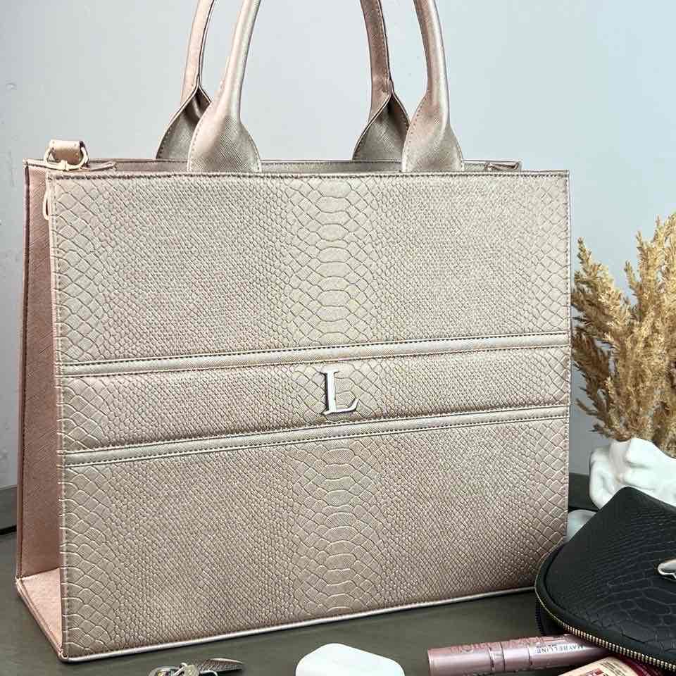 TOTE CLASICA GDE ORO ROSADO