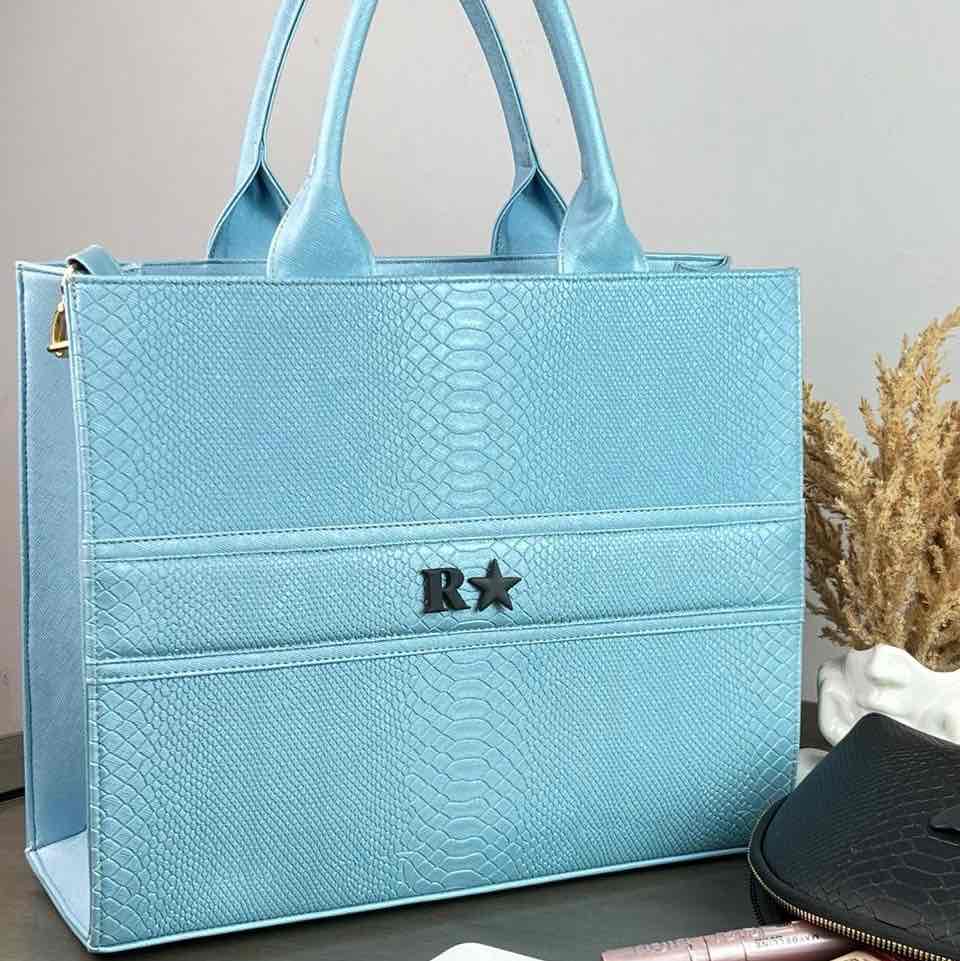 TOTE CLASICA GDE CELESTE BRILLOSO