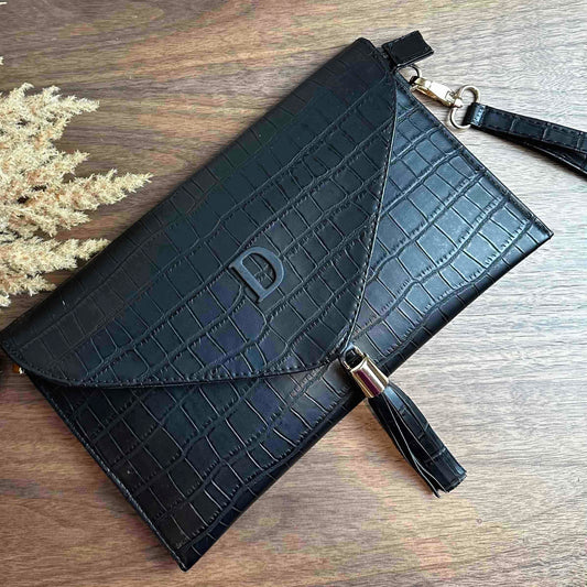 CLUTCH FINO GAVIAL NEGRO
