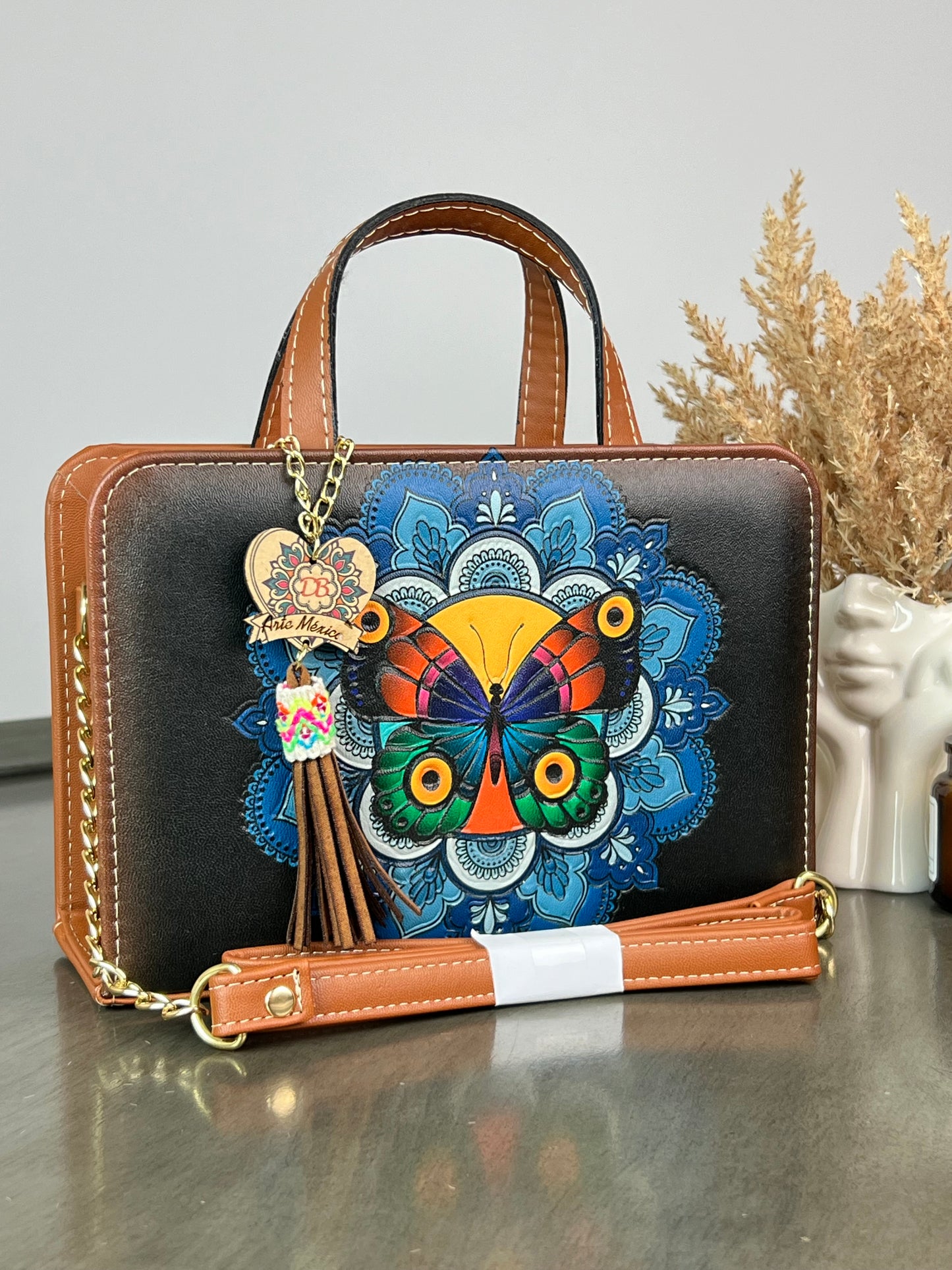 DB CROSSBODY MANDALA-MARIPOSA NEGRO