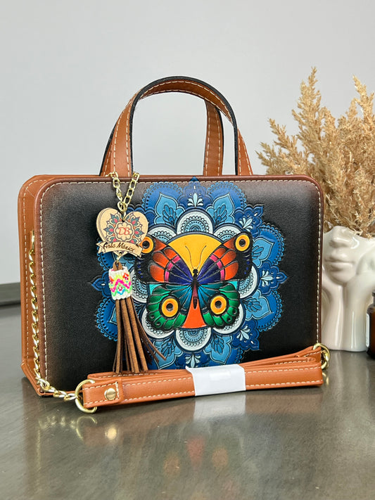 DB CROSSBODY MANDALA-MARIPOSA NEGRO