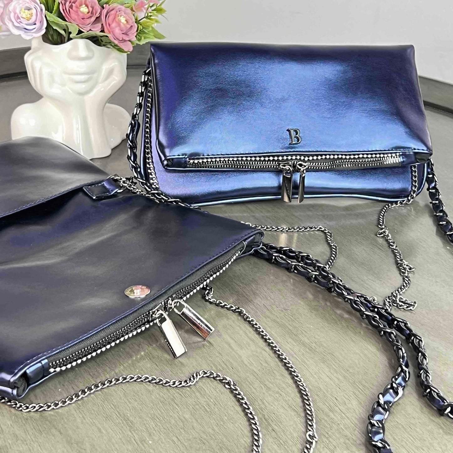 AMONET  COLOR AZUL MARINO METALICO H/NEGRO
