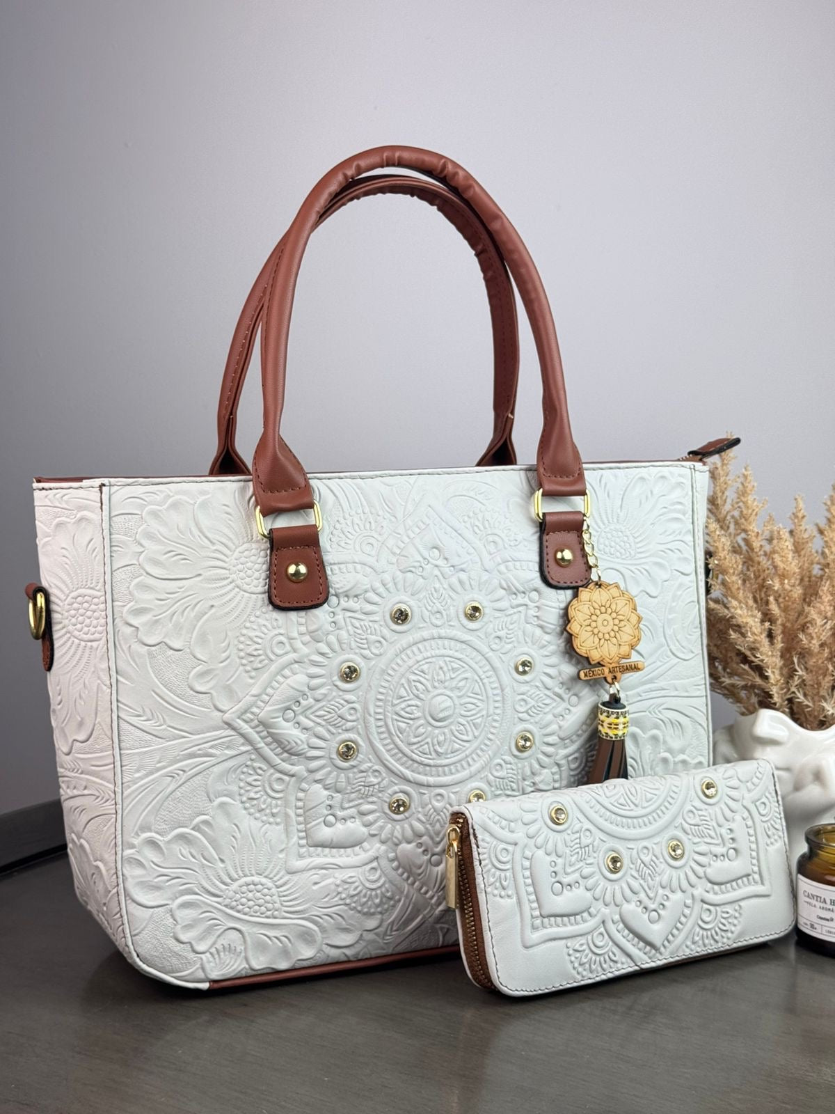 DUO CARTAGENA MANDALA PIEL GRASO BLANCO