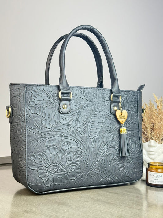 CARTAGENA PIEL GRASO FLORES NEGRA