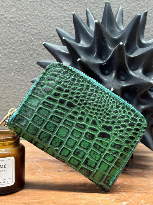 MONEDERO AFRICA PIEL COCODRILO VERDE BANDERA