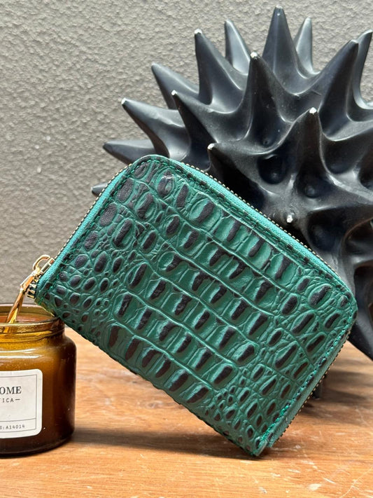 MONEDERO AFRICA PIEL COCODRILO VERDE BOSQUE