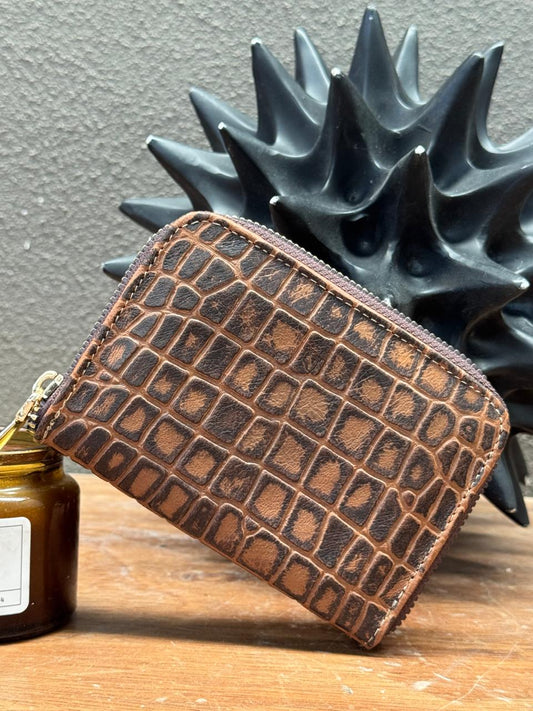 MONEDERO AFRICA PIEL COCODRILO CAMEL