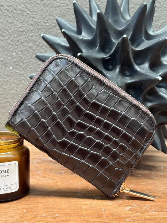 MONEDERO AFRICA PIEL COCODRILO CHOCOLATE