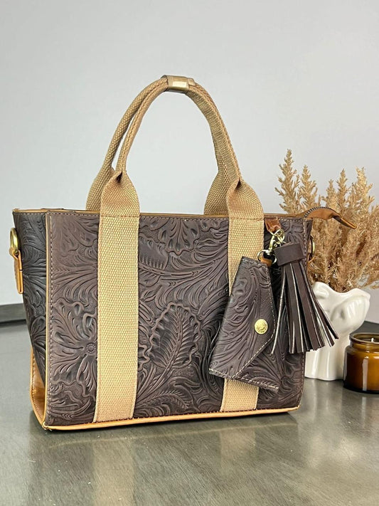 BOLSA ARI FLORES CHOCOLATE-LINO