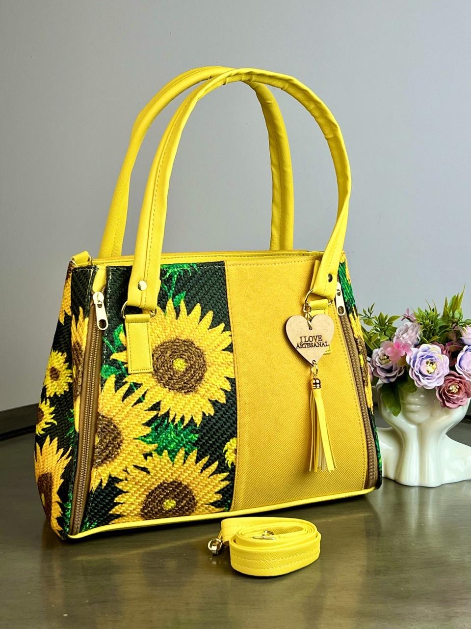 YUTE MODELO DOBLE CIERRE AMARILLO/GIRASOLES