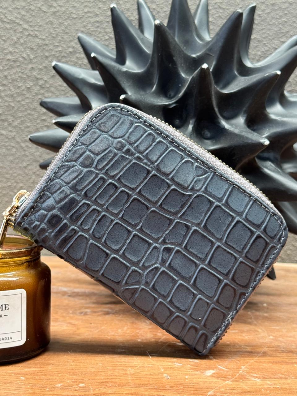 MONEDERO AFRICA PIEL COCODRILO GRIS